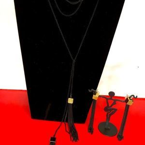 Avon Wrap Around Chain Tassel Necklace and Earring Set